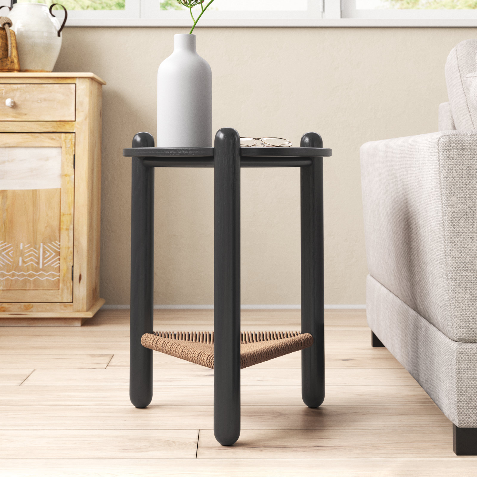 Trish End Table, Black, Black