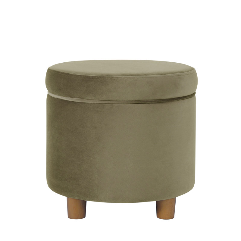 Mayen 19" Wide Round Storage Ottoman, Light Sage Green Velvet