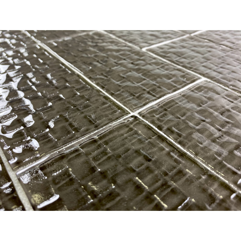 Metro Cubes 3 in. x 6 in. Textured Glass Straight Edge Subway Decorative Kitchen & Bathroom Wall Tile, Gray