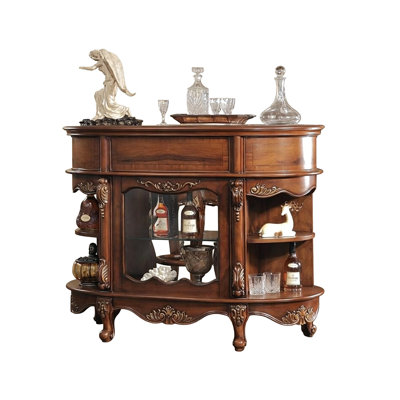 51.18"American-style vintage solid wood wine cabinet and bar counter