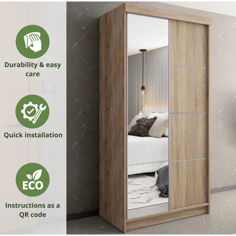 Albree 2 Door Wardrobe, Natural Wood