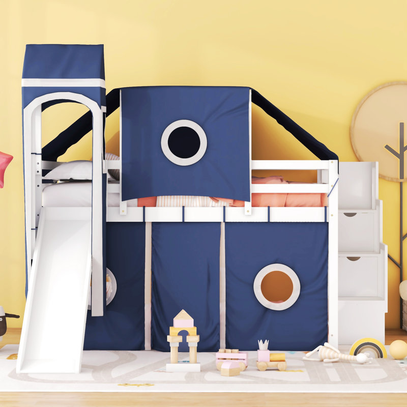Lit plateforme avec rangement Homou, Double, Bleu