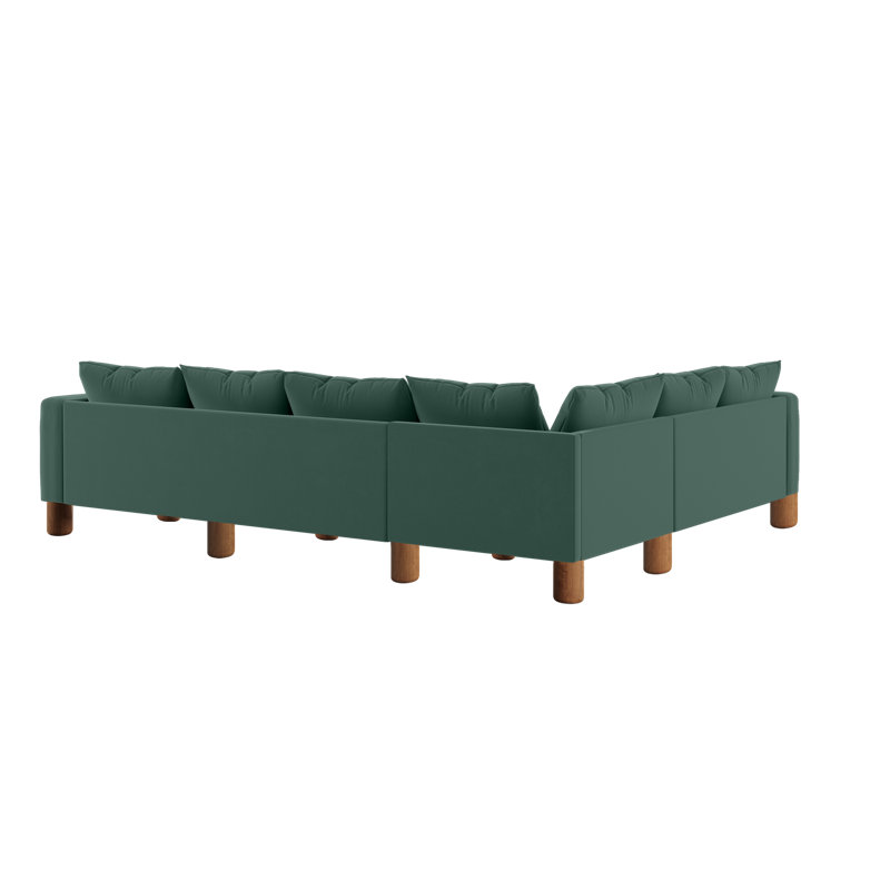 Essential 6-Seat Corner Sectional, Cylinder, Seafoam Recycled Velvet
