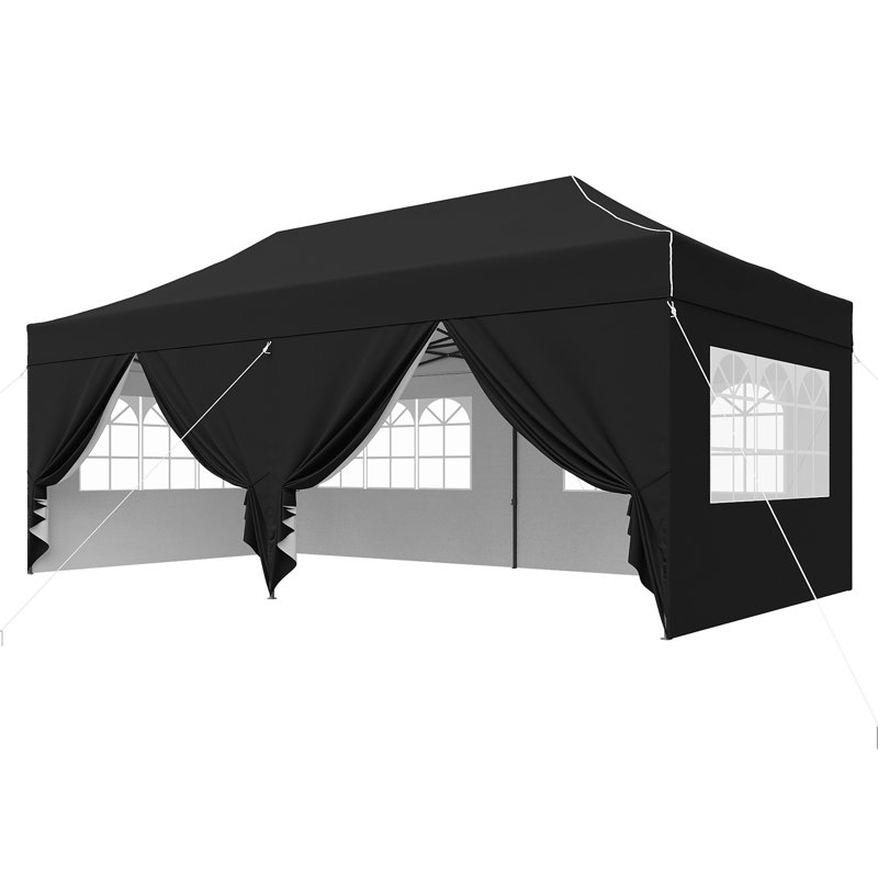 Pop Up Gazebo with Sides Waterproof Outdoor Canopy with Wheeled Carry bag Heavy Duty Instant Shelter for Garden Party BBQ