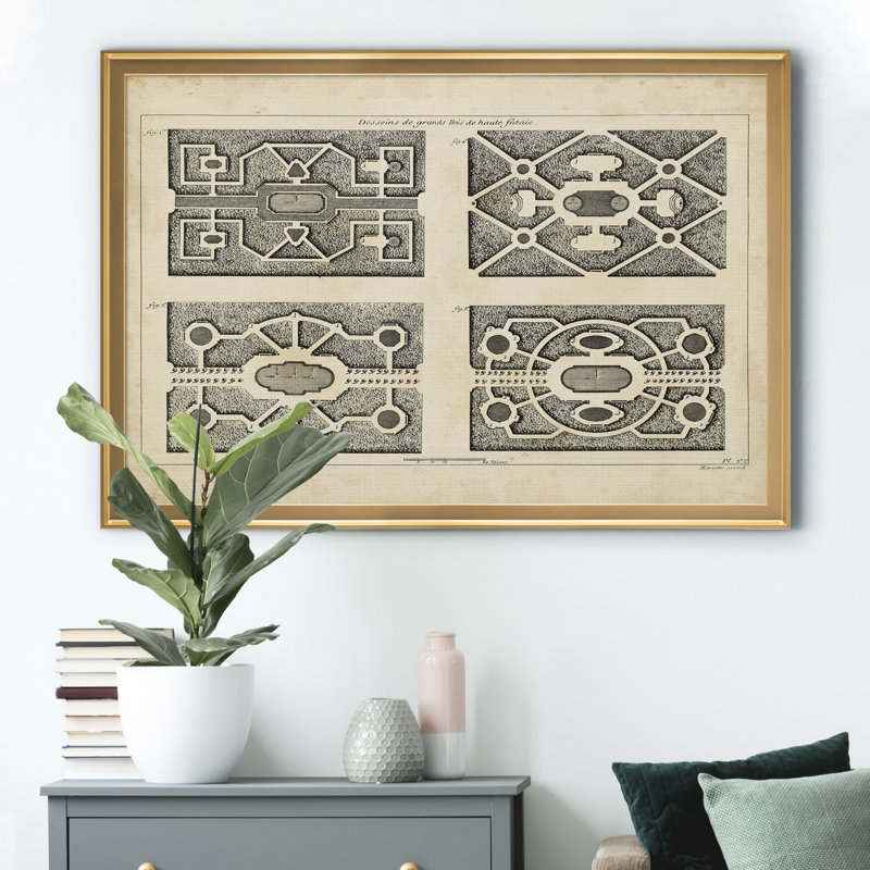 «Garden Parterre VI», reproduction d'art graphique sur toile encadrée, H 26,5 po x l 36,5 po x P 1,5 po, Doré