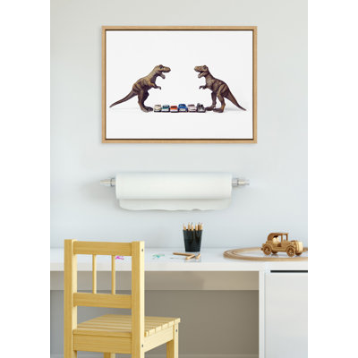 Dino Cars Faceoff by Saint and Sailor Studios Framed Canvas Wall Art Print