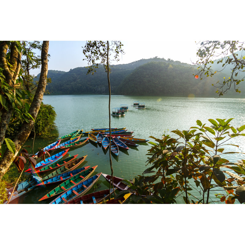 Boats On Phewa Lake - Wrapped Canvas Print, 30cm H x 46cm W x 3.8cm D