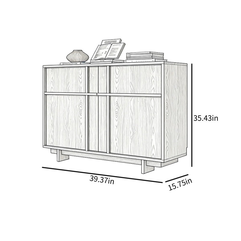 Vitrine Medimal Minimalist, H 35,43 po x l 39,37 po x P 15,75 po, Brun