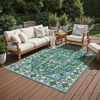 Tapis bleu / vert Aganlane