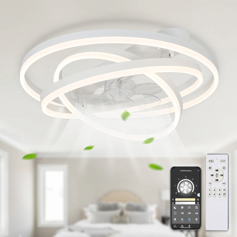 Ventilateur de plafond encastré 24 po avec télécommande DEL à intensité variable réglable , Blanc