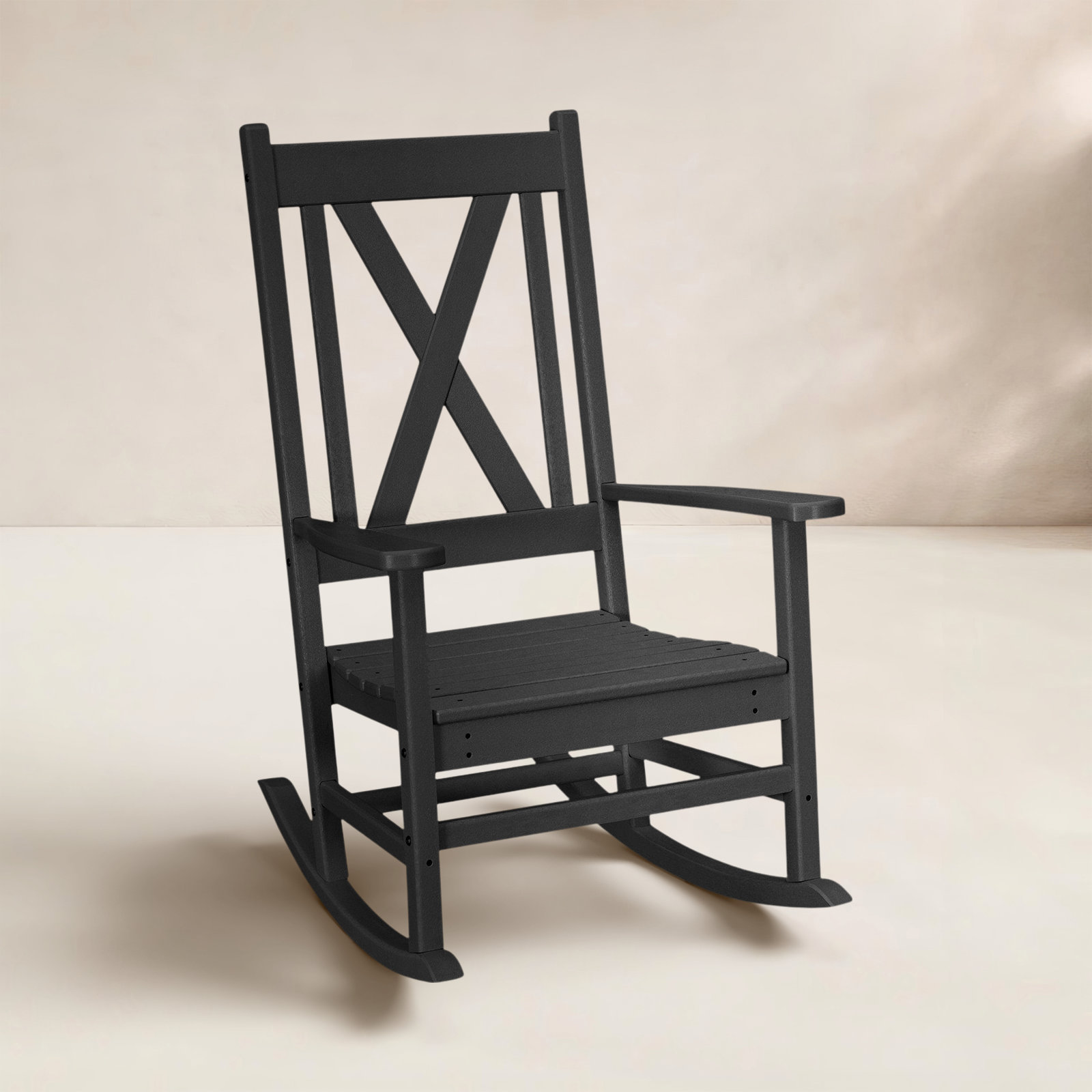 POLYWOOD® Braxton Patio Rocking Chair, Black