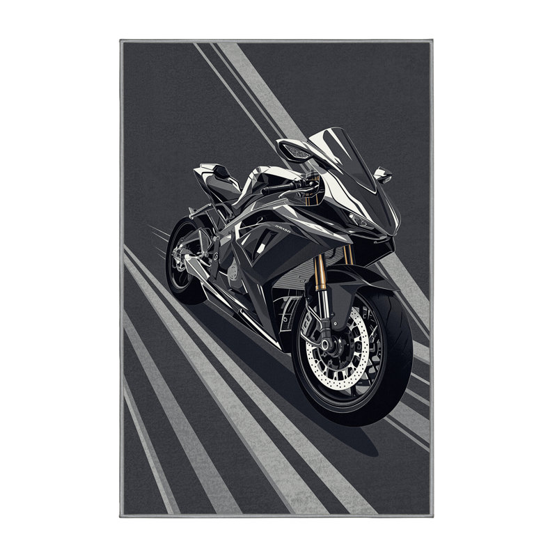 Tapis gris moelleux et moelleux à motif géométrique moderne et élégant de moto Eddleman, 2x3