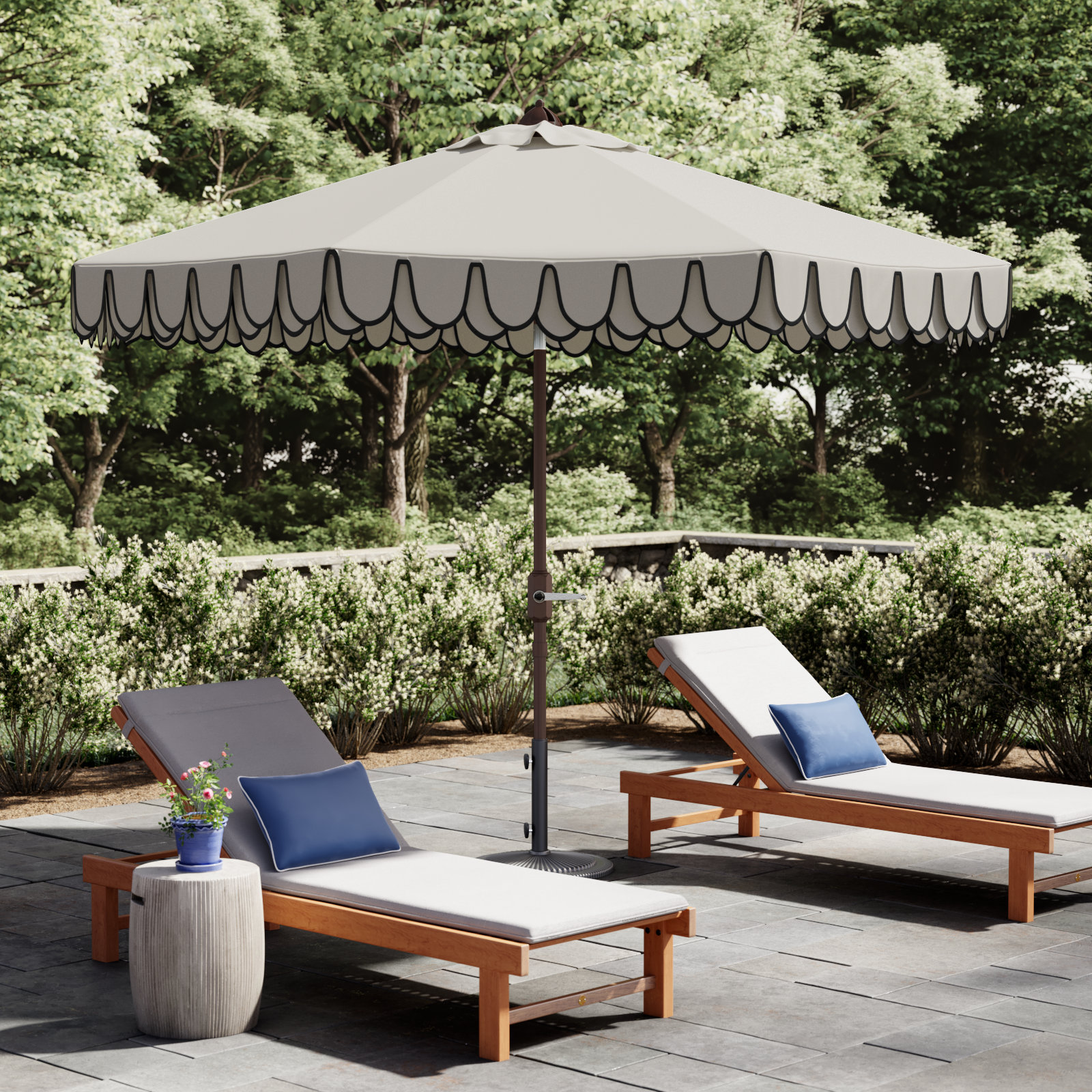 10' 10'' Beach Umbrella, Ivory/Black