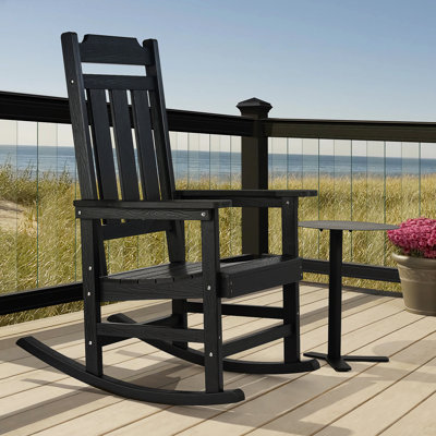 Porch Rocker HIPS Outdoor Rocking Chair High Back 1 pcs 400 lbs Weight by Lark Manor
