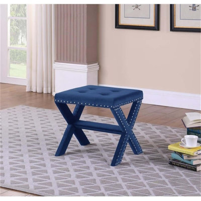 Banc d'appoint rembourré en velours avec garniture cloutée, siège capitonné pour le vestibule et le décor du salon
