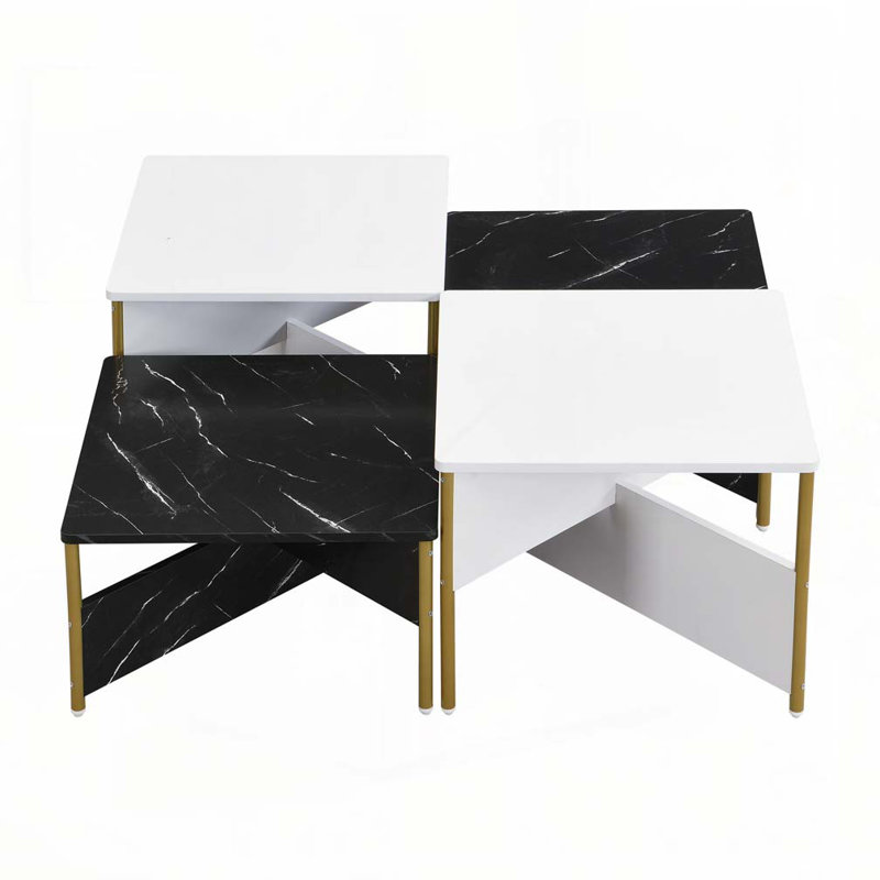 Nesting Coffee Tables Set, White/Black
