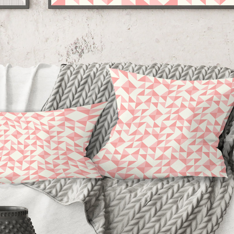 Motif géométrique abstrait, patchwork - Coussin Mid-Century, 18 po x 18 po