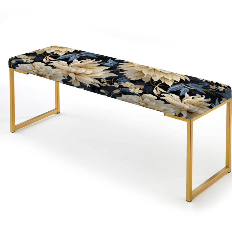 Damask Urban Retreat Fuse U - Damask Upholstered Gold Bench