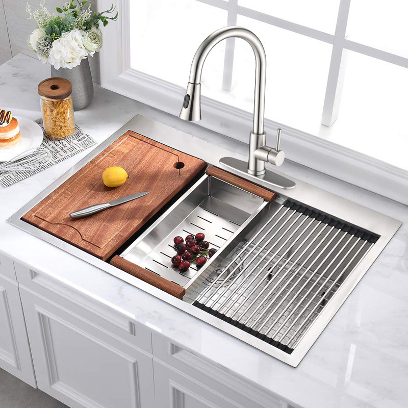 WESTINUS Pull Down Kitchen Faucet, Brushed Nickel