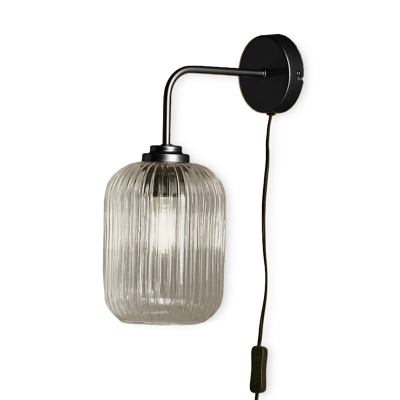 Plug in Wall Light Gold - Smoked Glass, Smoked Glass, Black