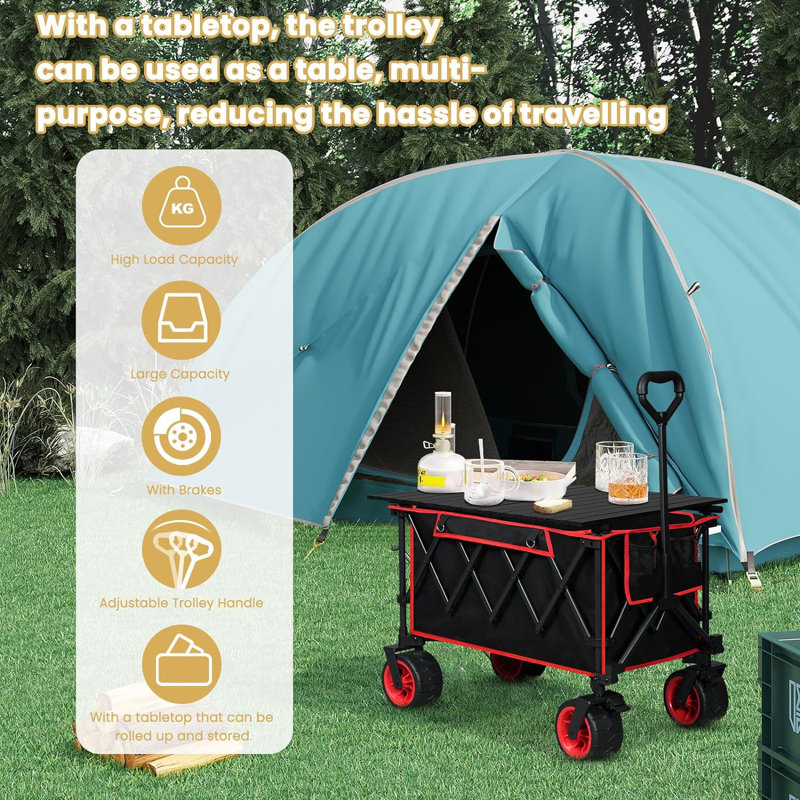 Roll-up Garden Cart, Black / Red
