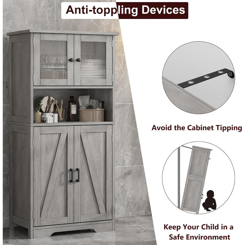 128cm Kitchen Pantry, grey