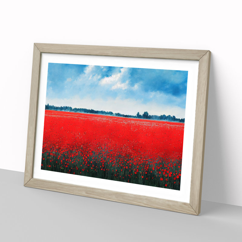 Awesome Poppies Flowers - Framed Print, 34cm H x 46cm W x 2cm D, Oak