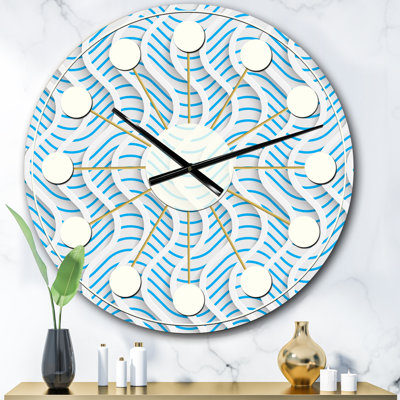 Horloge murale 3D blanche et bleu clair II - Mid-Century