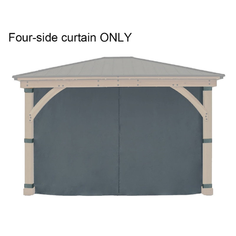 Gray Weather-Resistant 4-Sided Privacy Curtain for 11 ft. x 13 ft. Gazebo
