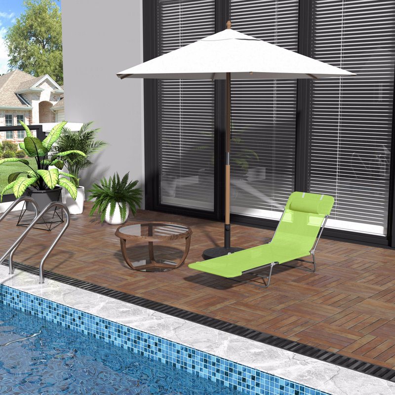 Chaise longue d'extérieur, chaise longue pliante pour piscine, Vert