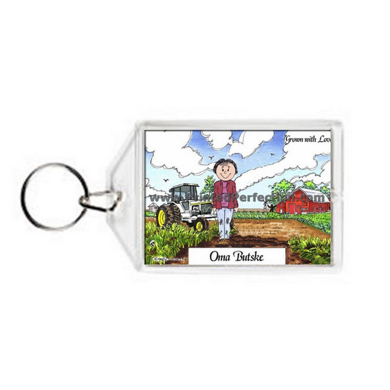 Personalized Farmer - Femelle, porte-clés tracteur en acrylique blanc