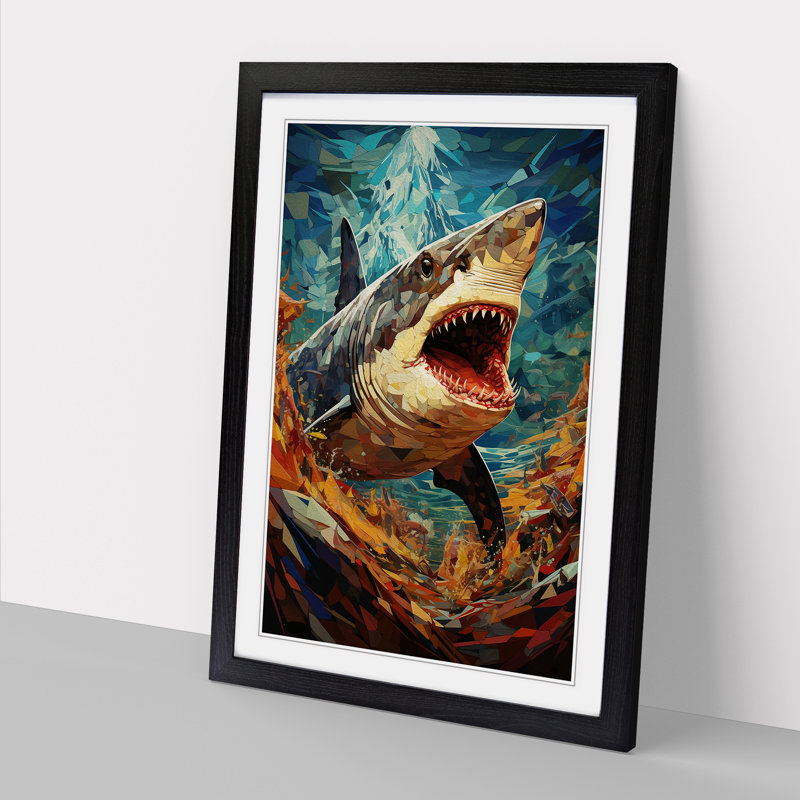 Shark Orphism Framed Print, Black Framed, 64cm H x 46cm W x 2cm D