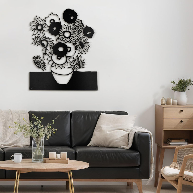 Décoration murale en métal, Noir, H 18 po x l 18 po x P 0,05 po
