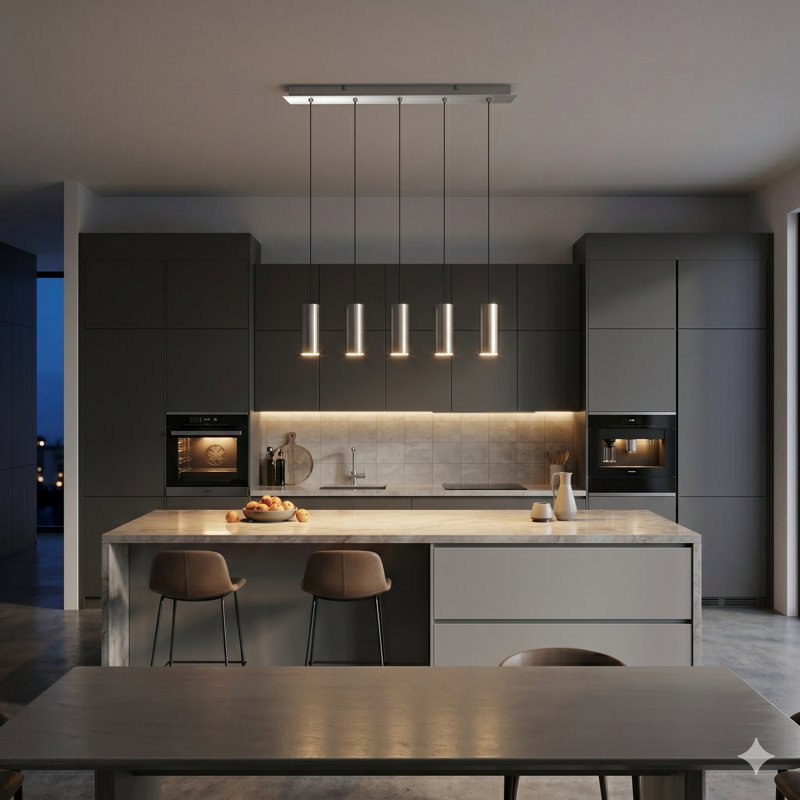 Bludovice 5 - Light Kitchen Island Pendant, Nickel