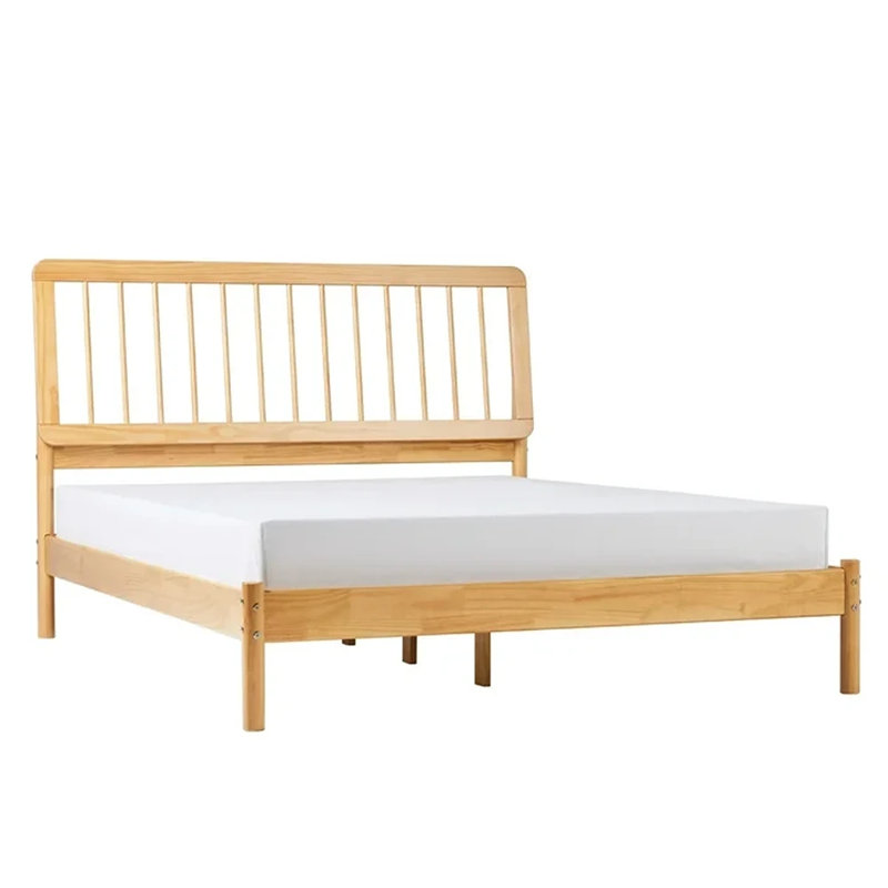 Lit plateforme Catrece, Pin naturel, Grand lit