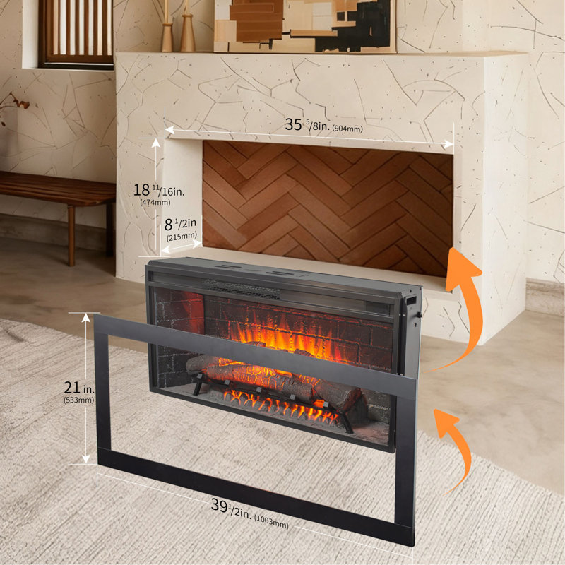 Cheminée électrique infrarouge avec insert décoratif amovible, chauffage à panneau tactile pour la décoration intérieure
