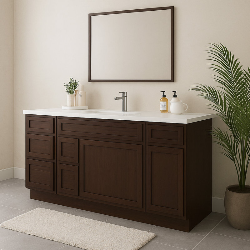 66'' Single Bathroom Vanity Base Only, Brown