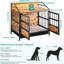 Cage pour chien robuste avec accès à 3 portes et plateau escamotable, brun, pour les chiens d'intérieur de moyenne / grande taille, acier au carbone renforcé, matériau imperméable, repose-pieds réglable, robot aspirateur facile à nettoyer