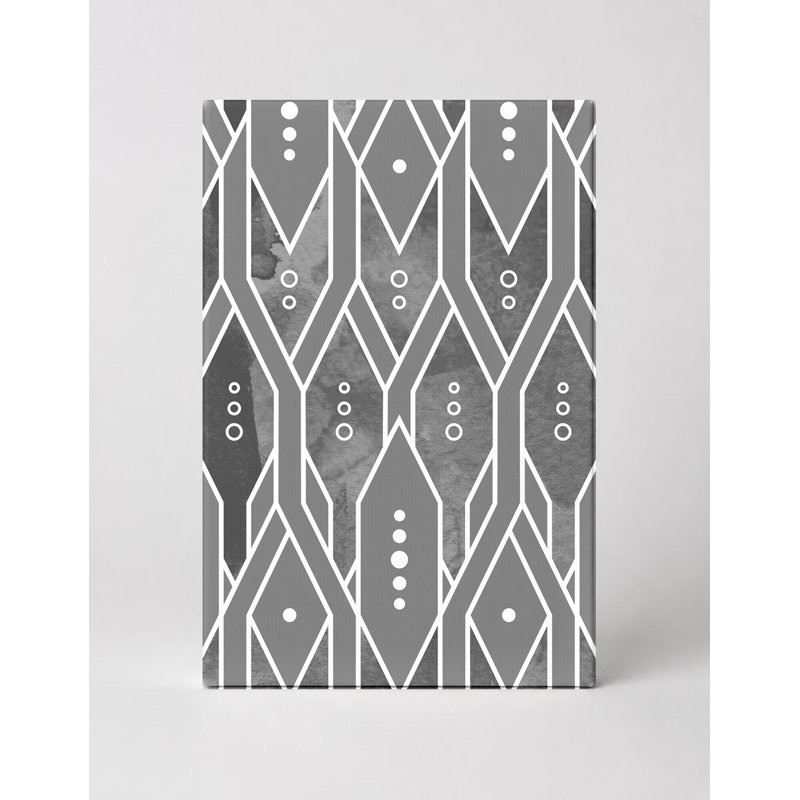 Gris, motif de losanges géométriques - art mural sur toile, 12" W x 18" H