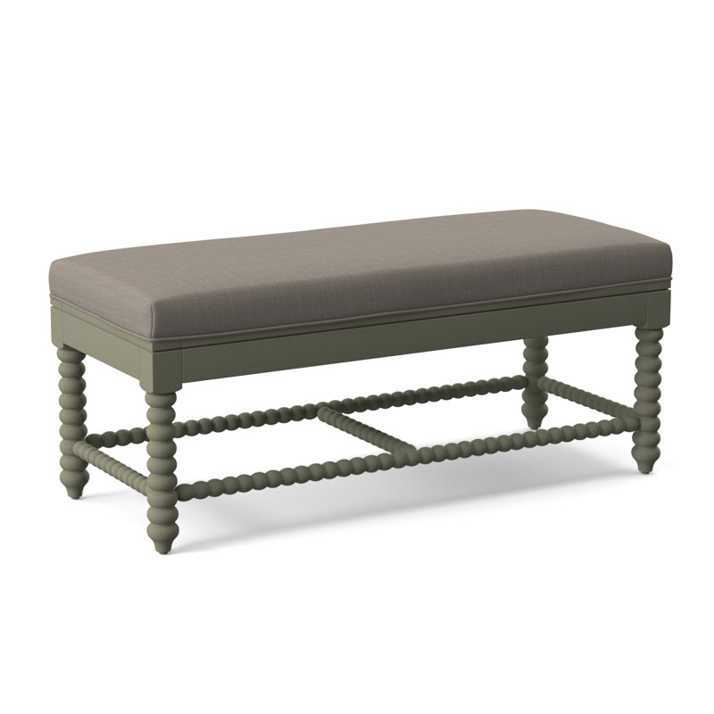 Lind Island Upholstered Bench, Greystone Finish, Stone Crypton Performance; 0884-83