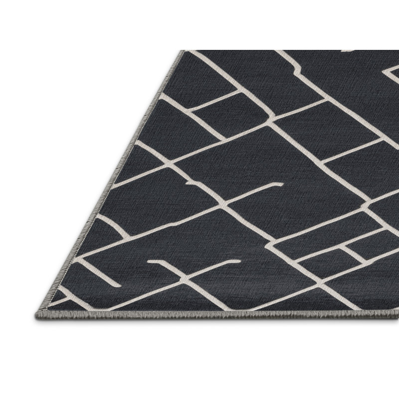 Tapis gris en treillis lavable à la machine, Carré 6 pi