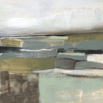 Neutral Horizon Grid I by Jennifer Goldberger - Wrapped Canvas Painting