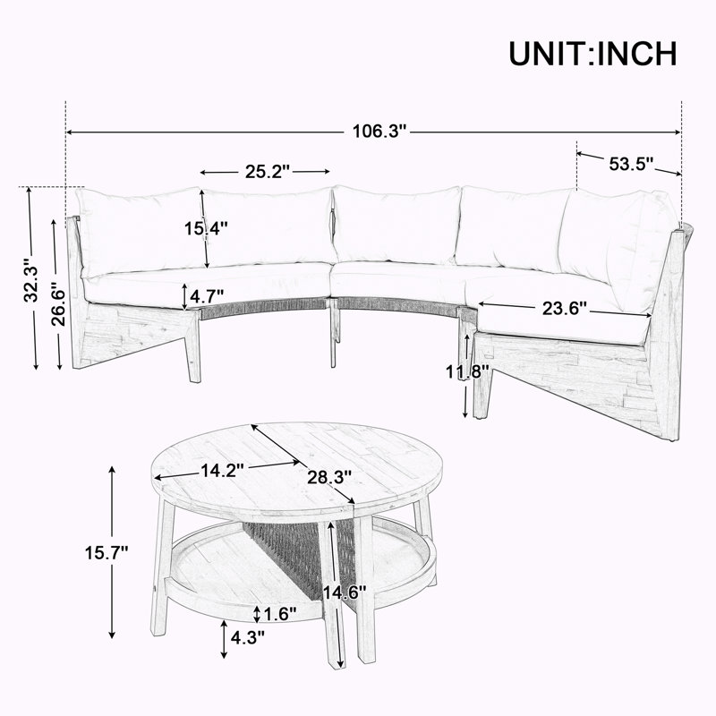 Ensemble de conversation d'extérieur pour 8 personnes avec coussins Rimsha, Beige