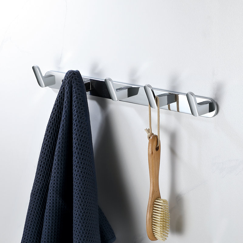 Wall Mounted 5-Hook Rustproof Robe and Towel Hooks, Silver