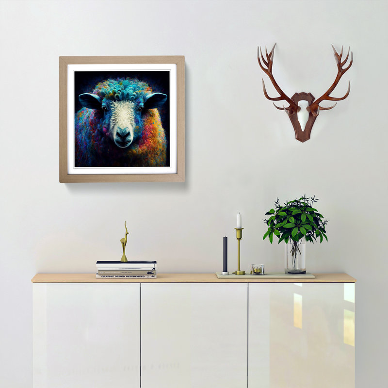 Sheep Expressionism No.1 - Framed Print, Oak
