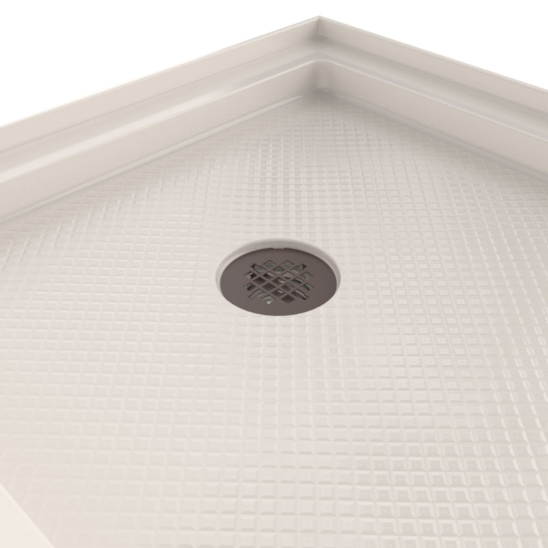 DreamLine SlimLine 30 inch D x 60 inch W x 2 3/4 inch H Single Threshold Biscuit Alcove Shower Base with 2 inch Oil Rubbed Bronze Left Round Drain