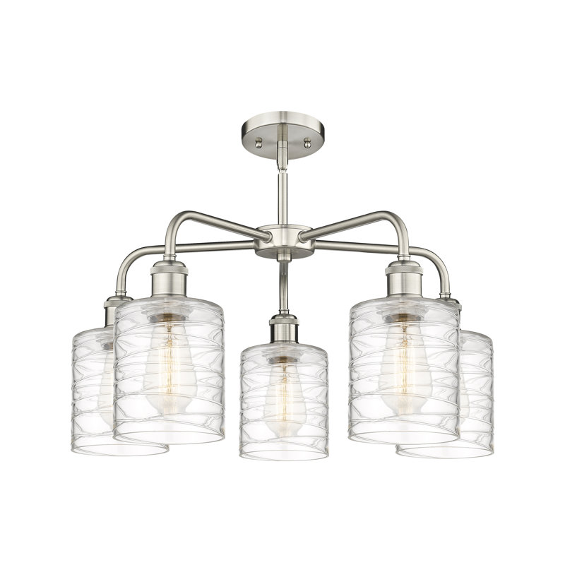 Lustre tambour 5 lumières Dublin, Nickel satiné