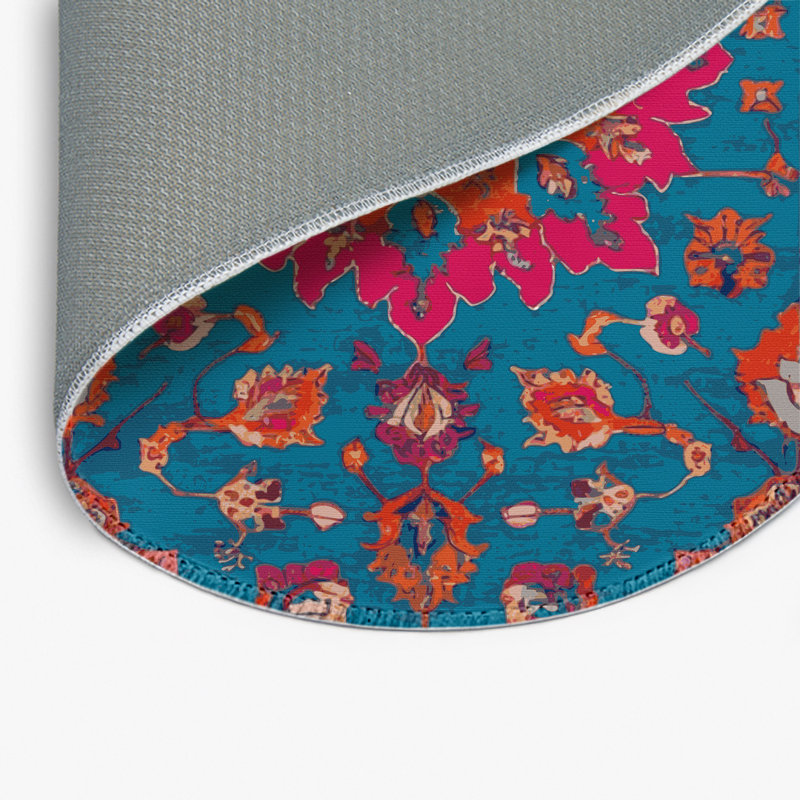Tapis rouge intérieur et extérieur Tabriz, Rond 5 pi