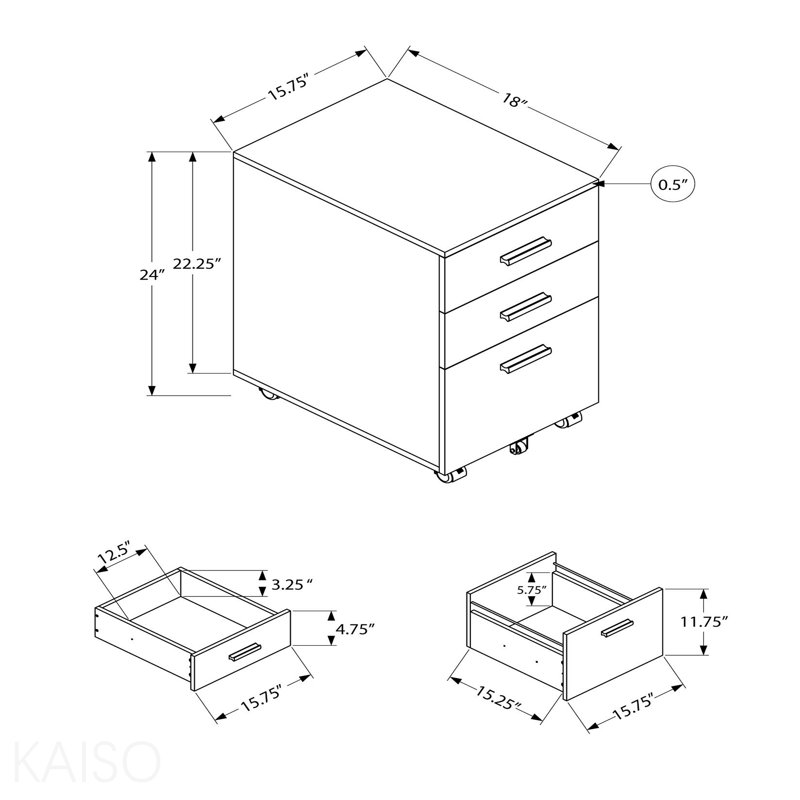 Laminate Contemporary Rolling File Cabinet With Storage Drawers & Printer Stand For Office, White