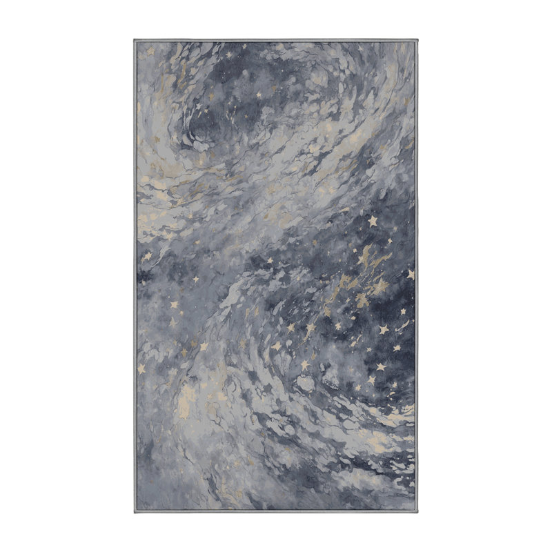 Machine Washable Gray Area Rug, Rectangle 8' x 12'